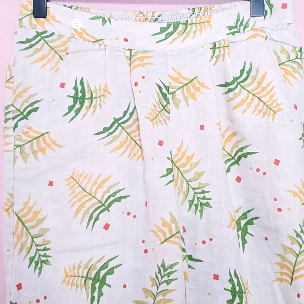 Anthropologie Lilka Linen Tropical Leaf Wide Leg Lounge Pants - Picture 4 of 13